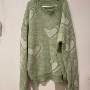 Green Heart Sweater from Shein